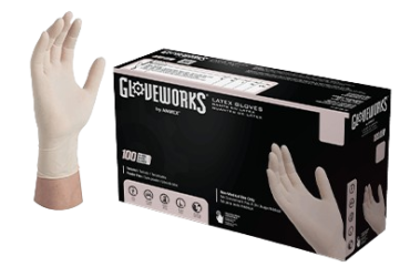 AMMEX Gloveworks Ivory Latex PF Industrial Gloves