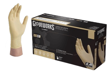 AMMEX Gloveworks Ivory Latex PF Industrial MD Gloves