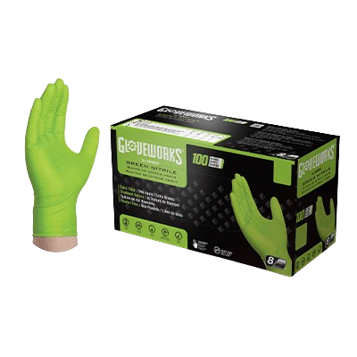 AMMEX Gloveworks RDT Green Nitrile PF Industrial Gloves