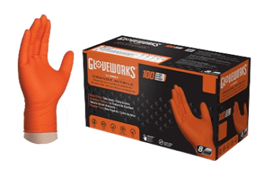 AMMEX Gloveworks RDT Orange Nitrile PF Industrial Gloves