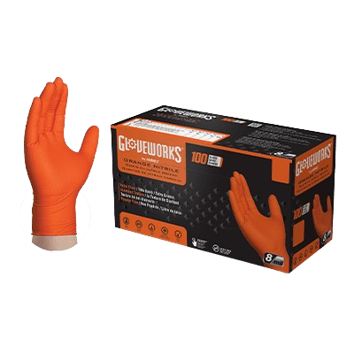 AMMEX Gloveworks RDT Orange Nitrile PF Industrial Gloves