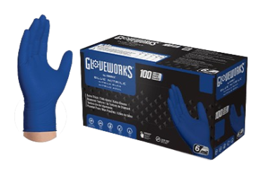 AMMEX Gloveworks RDT Royal Blue Nitrile PF Industrial Gloves