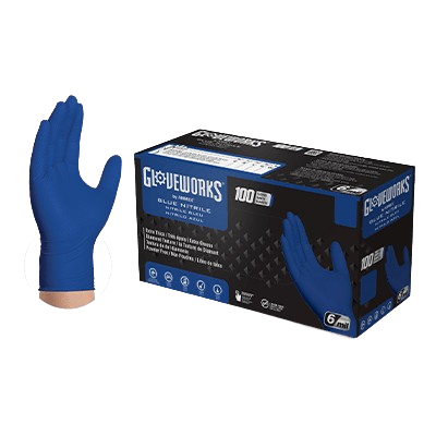 AMMEX Gloveworks RDT Royal Blue Nitrile PF Industrial Gloves