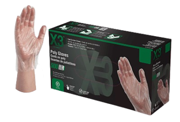 AMMEX X3 Clear Poly Disposable Gloves