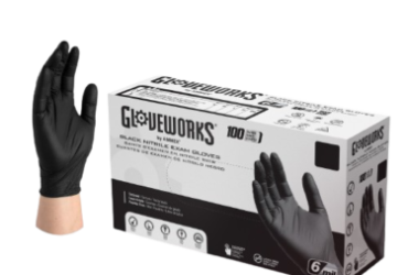 AMMEX Gloveworks Black Nitrile PF Examination Gloves