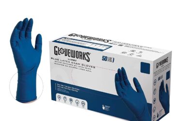 AMMEX Gloveworks Blue Latex PF Examination Gloves