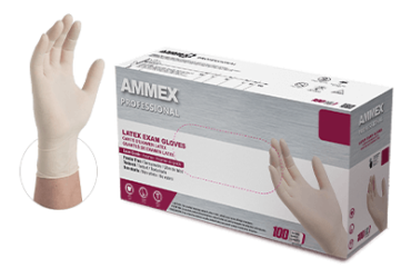 AMMEX Professional Ivory Latex PF Examination Gloves