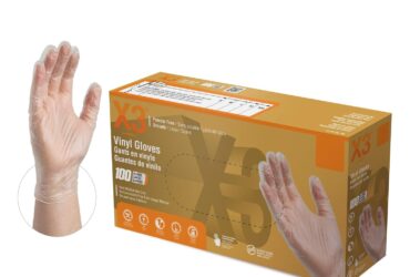 AMMEX X3 Clear Vinyl PF Industrial Gloves