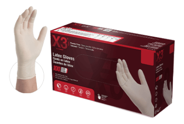 AMMEX X3 Ivory Latex PF Industrial Gloves