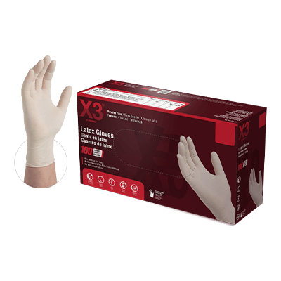 AMMEX X3 Ivory Latex PF Industrial Gloves