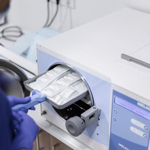 A steam sterilizer is being used for disinfecting medical devices