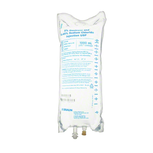 B. Braun L6120 5% Dextrose and 0.45% Sodium Chloride Injection, 1000 mL EXCEL® IV Bag, Case of 12