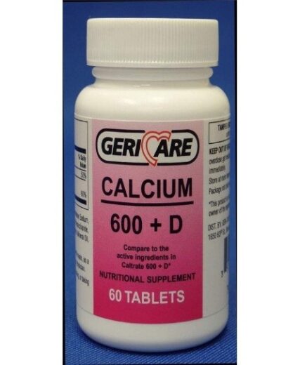   GeriCare Calcium 600mg Plus Vitamin D Oral Nutrition Supplement 200IU CS/12