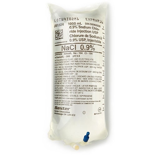 Baxter JB1324 – 0.9% Sodium Chloride Injection USP, 1000 mL IV Solution Bag, Case of 12