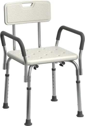 Shower Chair Seat with Padded Armrests with 350 lb Capacity