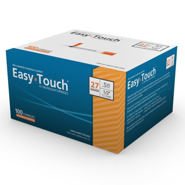 EasyTouch® Insulin Syringe 27G x ½", 0.5cc – Individually Wrapped, 100/BX - 500/CS