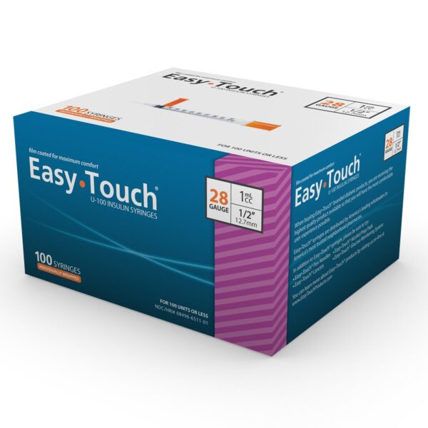 EasyTouch® Insulin Syringe 28G x ½", 1cc – Individually Wrapped, 100/BX - 500/CS
