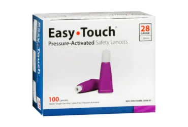 EasyTouch® Safety Lancet 28G – Pressure Activated, Sterile, 10 Cases of 100 Boxes (SKU: 828081)