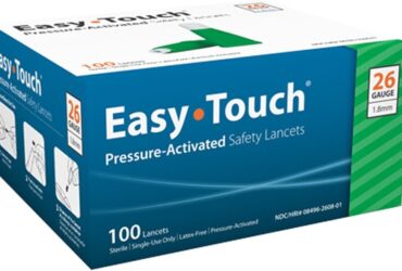 EasyTouch® Safety Lancet 26G – Pressure Activated, Sterile, 10 Cases of 100 Boxes (SKU: 826081)