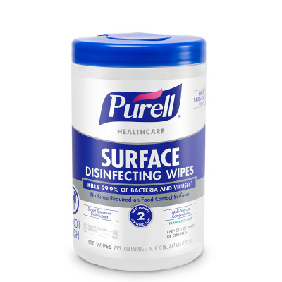 GOJO 9340-06: PURELL® HEALTHCARE SURFACE DISINFECTING WIPES 110 CT CANISTER (Case of 6)