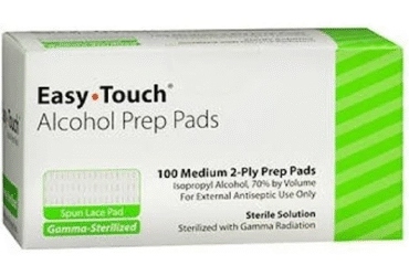 EasyTouch® Alcohol Prep Pads, Sterilized Spun Lace, 70% Isopropyl, Medium 2-Ply – 100 pads/box, 5000/case