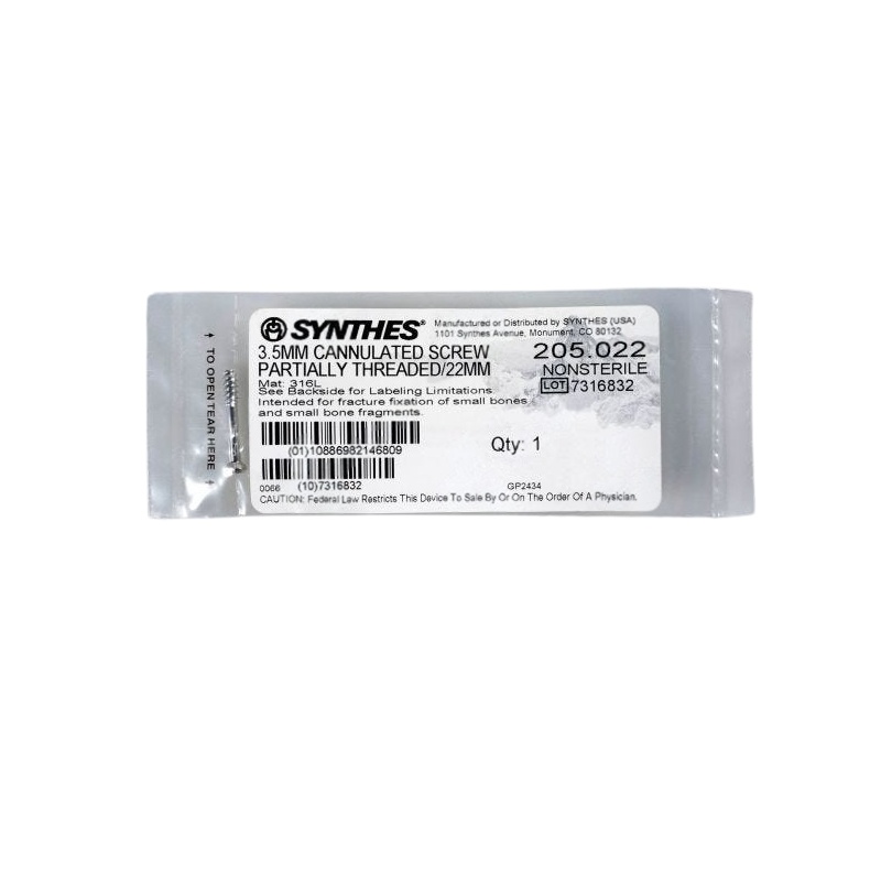 DEPUY SYNTHES 205.002 3.5MM SCREW PARTIALLY THREADED 22MM DEPUY SYNTHES 205.002 3.5MM SCREW PARTIALLY THREADED 22MM