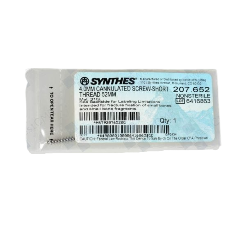 DEPUY SYNTHES 207.652 4.0MM CANN SCREW SHORT THREAD 52MM DEPUY SYNTHES 207.652 4.0MM CANN SCREW SHORT THREAD 52MM