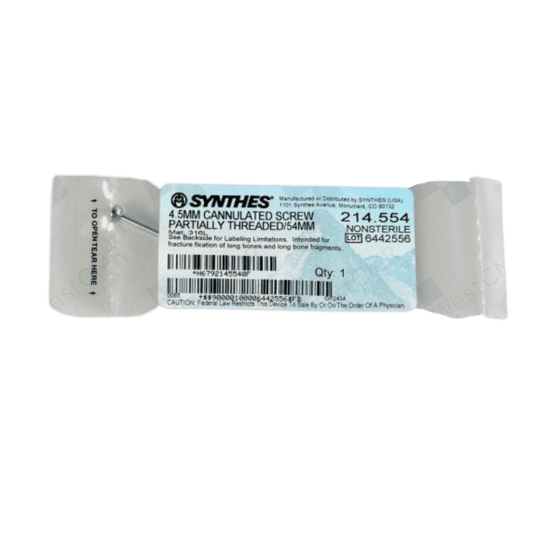 DEPUY SYNTHES 214.554 4.5MM SCREW PARTIALLY THREADED 54MM DEPUY SYNTHES 214.554 4.5MM SCREW PARTIALLY THREADED 54MM