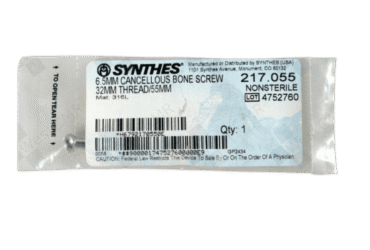DEPUY SYNTHES 217.055 6.5mm Bone Screw 32mm Thread 55mm