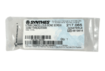 DEPUY SYNTHES 217.065 6.5mm Bone Screw 32mm Thread 65mm