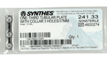 DEPUY SYNTHES 241.33 TUBULAR PLATE W/COLLAR 3 HOLE 37MM