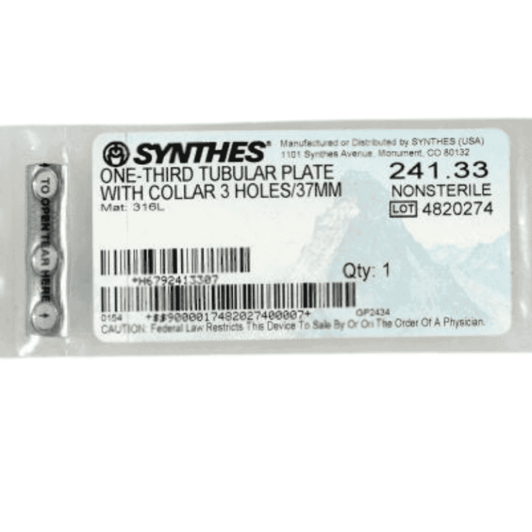 DEPUY SYNTHES 241.33 TUBULAR PLATE W/COLLAR 3 HOLE 37MM