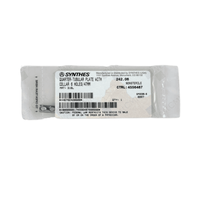 DEPUY SYNTHES 242.06 ¼-Tubular Plate w/Collar 6 Hole 47mm