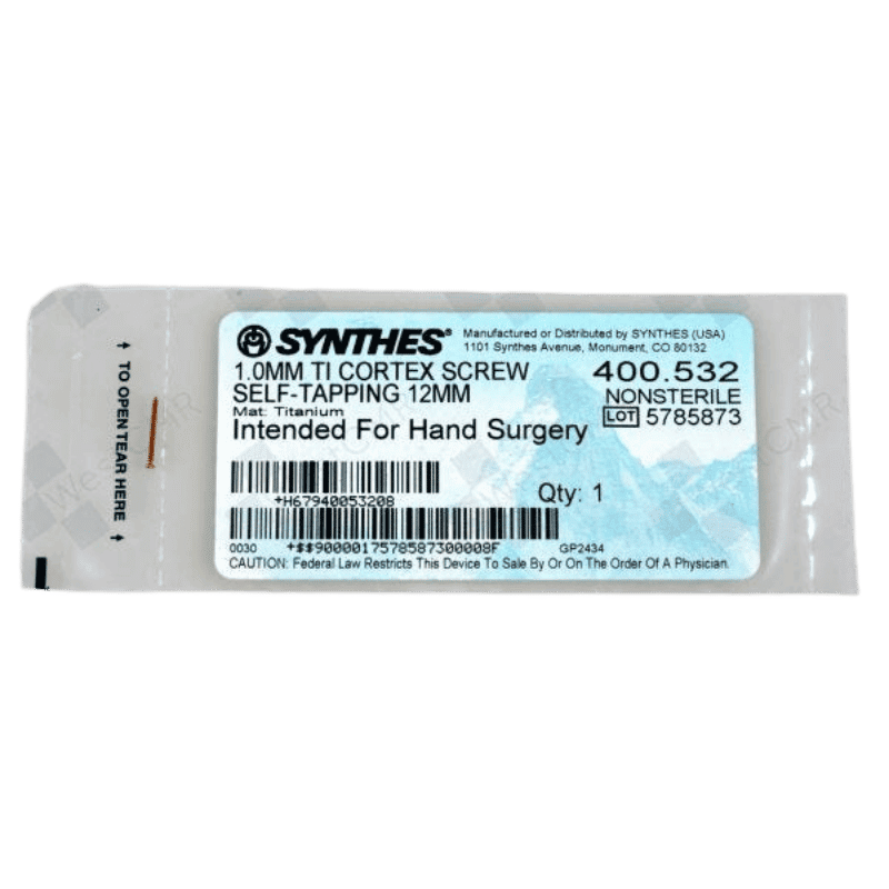 DEPUY SYNTHES 400.532 1.0MM TI CORTEX SCREW 12MM DEPUY SYNTHES 400.532 1.0MM TI CORTEX SCREW 12MM