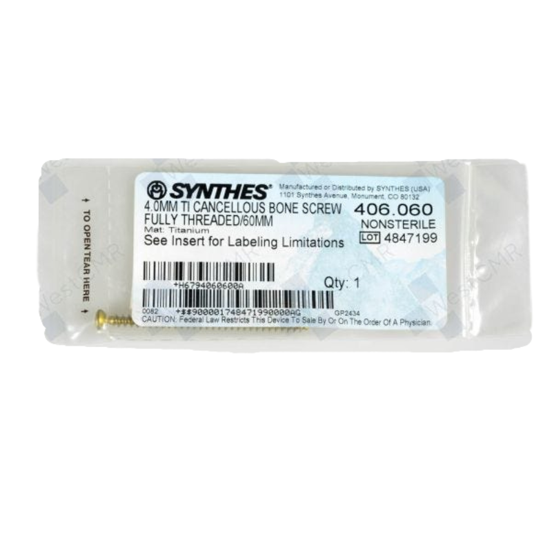 DEPUY SYNTHES 406.060 4.0MM TI CANCELLOUS SCREW FULL THREAD 60MM DEPUY SYNTHES 406.060 4.0MM TI CANCELLOUS SCREW FULL THREAD 60MM