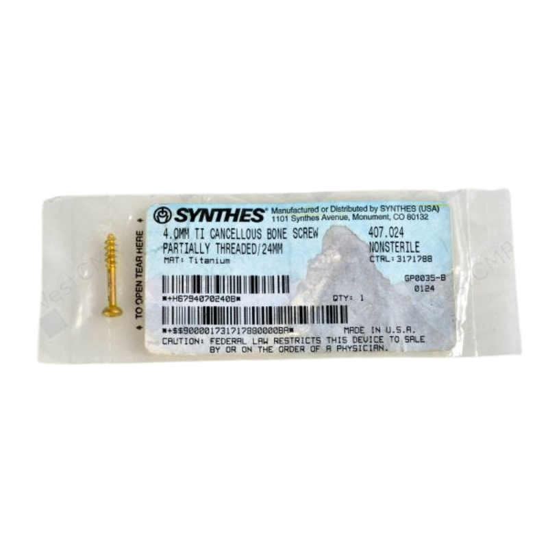 DEPUY SYNTHES 407.024 4.0MM TI CANCELLOUS SCREW PARTIAL 24MM DEPUY SYNTHES 407.024 4.0MM TI CANCELLOUS SCREW PARTIAL 24MM