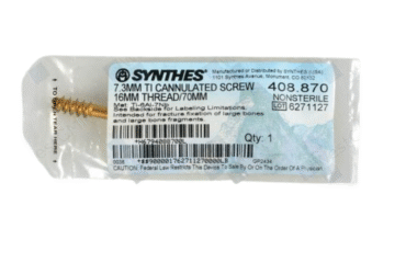 DEPUY SYNTHES 408.870 7.3MM TI CANN SCREW 16MM THREAD 70MM