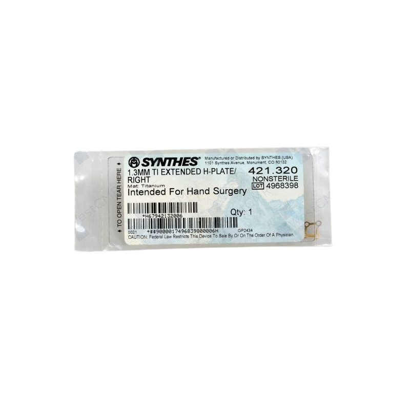 DEPUY SYNTHES 421.320 1.3MM TI EXT H-PLATE RIGHT DEPUY SYNTHES 421.320 1.3MM TI EXT H-PLATE RIGHT