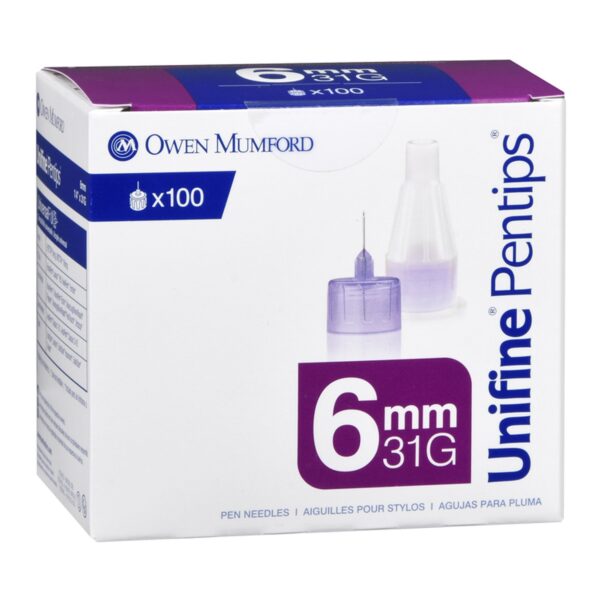 Unifine Pentips Standard Pen Needles 6mm x 31G – 100 Count per Box (50 Boxes per Case)