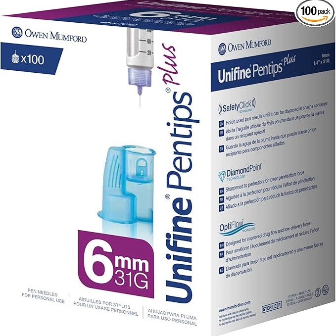 71kJL+OQzJL._AC_SX679_PIbundle-100,TopRight,0,0_SH20_ Unifine Pentips Plus Pen Needles 6mm x 31G – 30Count per Box (100 Boxes per Case) – With Safety Removal Chamber