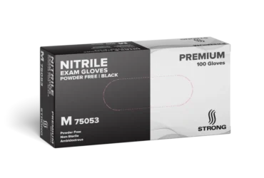 Strong Nitrile Exam Glove - Black 5 Mil - Medium 75053