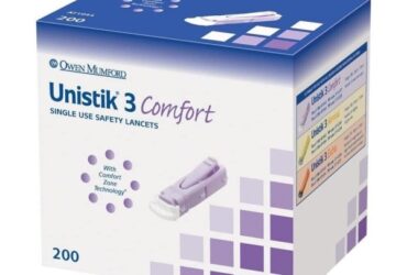 Unistik 3 Comfort Side-Activated Safety Lancets 28G x 1.8mm – Comfortable and Gentle, 200 Count per Box (20 Boxes per Case)