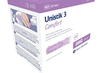 Unistik 3 Comfort Side-Activated Safety Lancets 28G x 1.8mm – Comfortable and Gentle, 100 Count per Box (40 Boxes per Case)