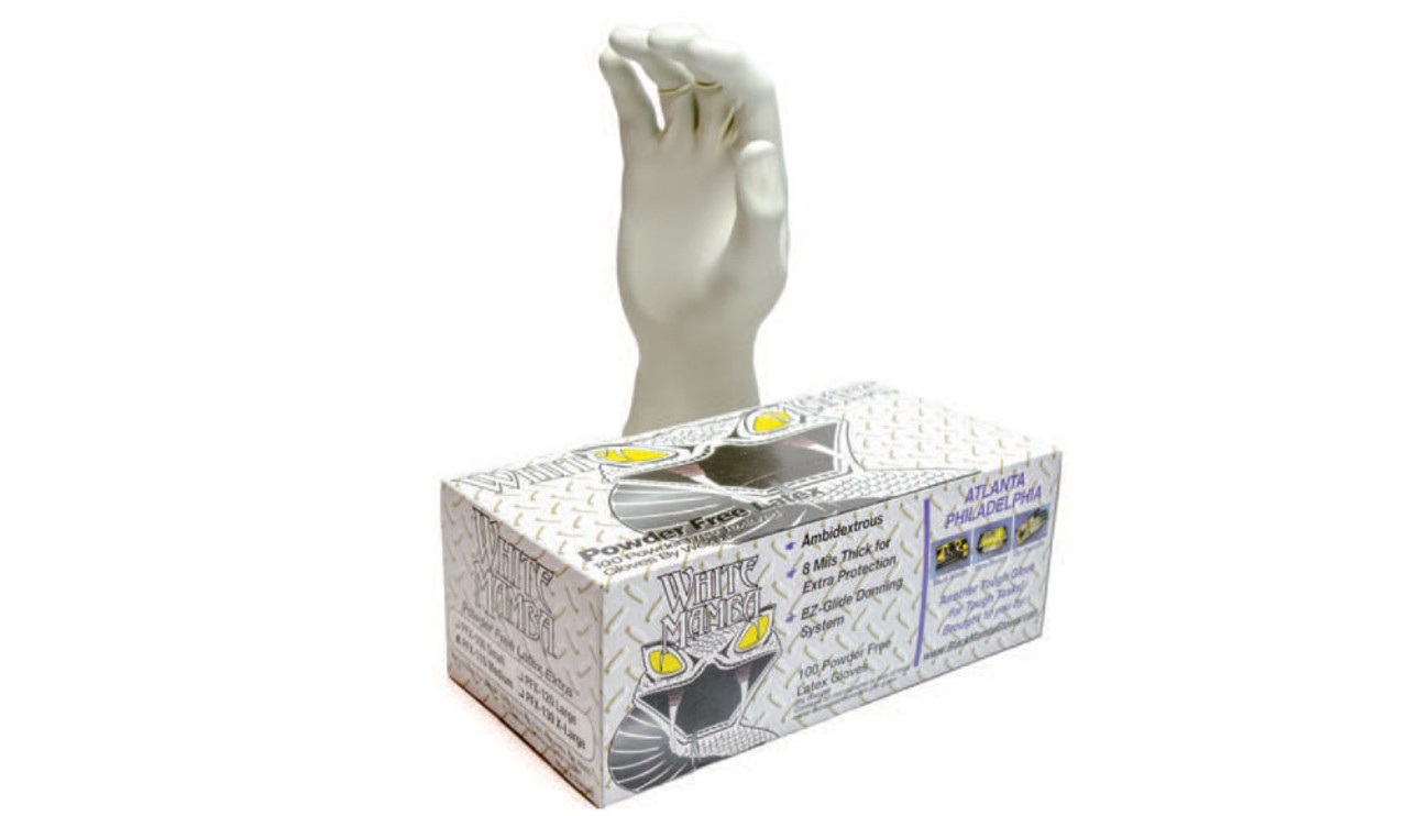 White Mamba PFX120 7 Mil Latex Disposable Gloves Large 100 per Box White Mamba PFX120 7 Mil Latex Disposable Gloves Large 100 per Box