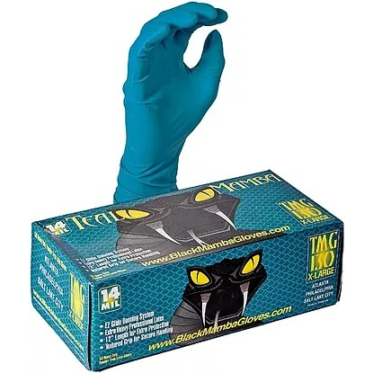 Teal Mamba TMG120 14 Mil Latex Disposable Gloves Large 50 per Box