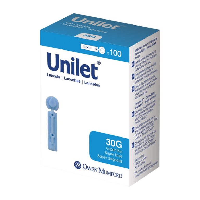 Unilet Micro Thin Lancets 30G, 100 Count per Box (50 Boxes per Case)