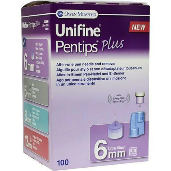Unifine Pentip Plus Pen Needles 6mm x 31G – 100 Count per Box (24 Boxes per Case)