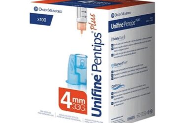 Unifine Pentip Plus Pen Needles 4mm x 33G – 100 Count per Box (24 Boxes per Case)