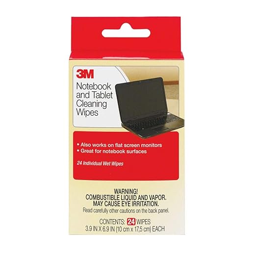 3M Notebook Screen Cleaning Wet Wipes – Reliable and Streak-Free Cleaning, 7 in x 4 in, White, 24 per Pack