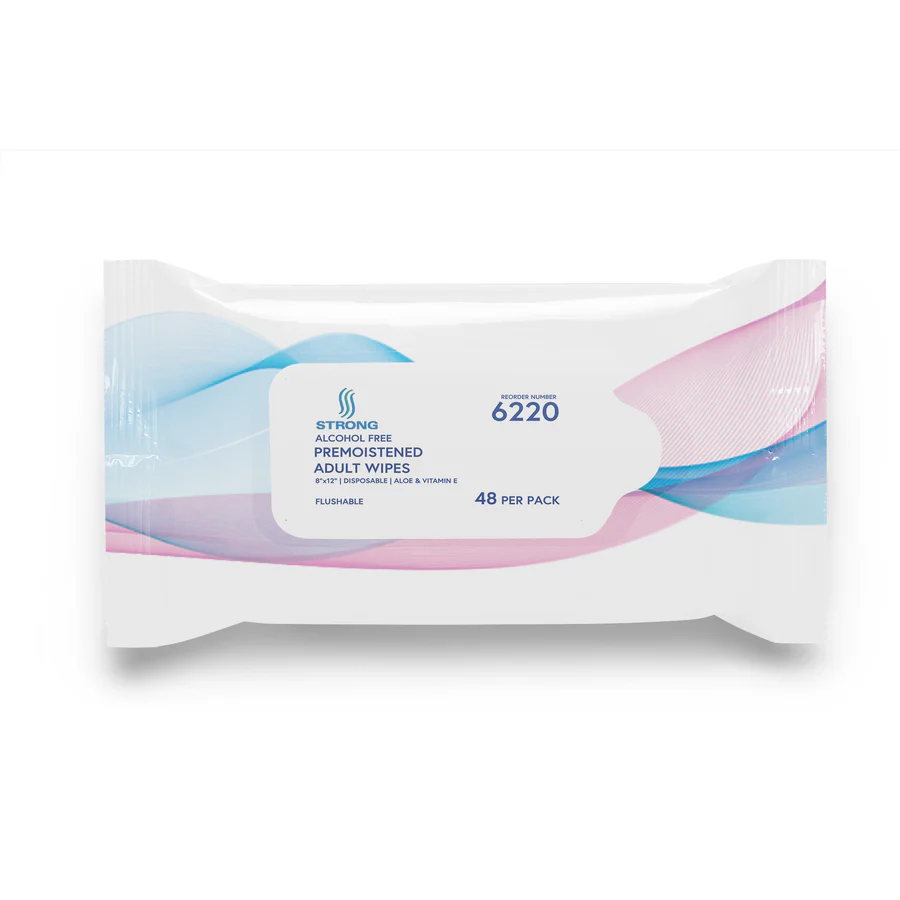 STRONG Wipes - 8"x12" - Flushable 6220 48/pack, 12 packs/case STRONG Wipes - 8"x12" - Flushable 6220 48/pack, 12 packs/case